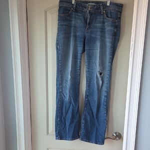 Levi's Light Blue Wide-Leg Flare Jeans with Knee Distress